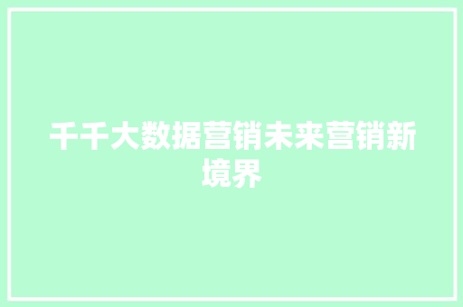 千千大数据营销未来营销新境界