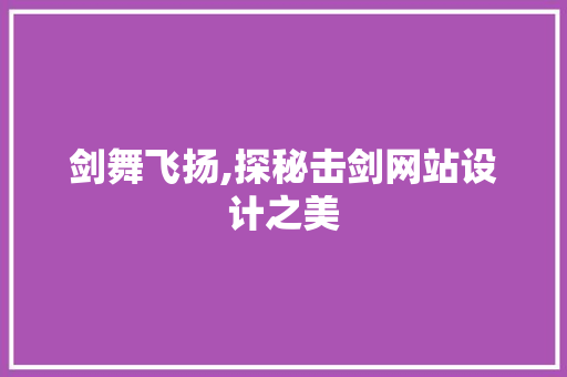 剑舞飞扬,探秘击剑网站设计之美