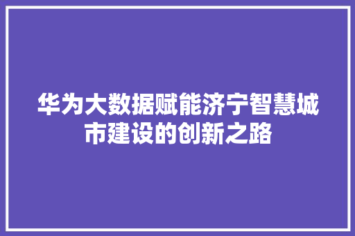华为大数据赋能济宁智慧城市建设的创新之路 Web前端