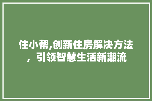 住小帮,创新住房解决方法，引领智慧生活新潮流