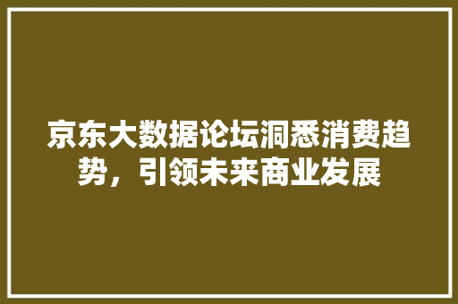 京东大数据论坛洞悉消费趋势，引领未来商业发展