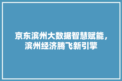 京东滨州大数据智慧赋能，滨州经济腾飞新引擎