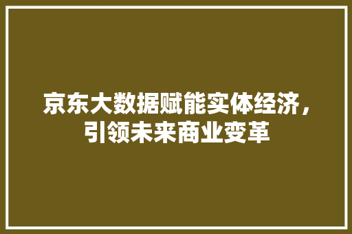 京东大数据赋能实体经济，引领未来商业变革