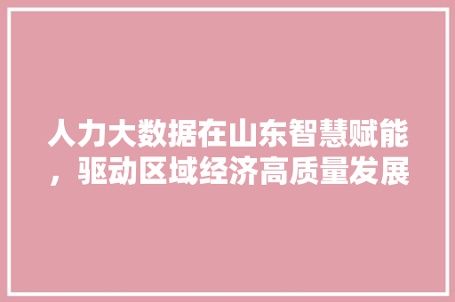人力大数据在山东智慧赋能，驱动区域经济高质量发展