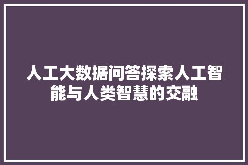 人工大数据问答探索人工智能与人类智慧的交融 建站教程
