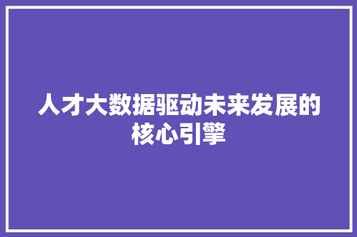 人才大数据驱动未来发展的核心引擎