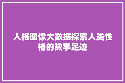 人格图像大数据探索人类性格的数字足迹