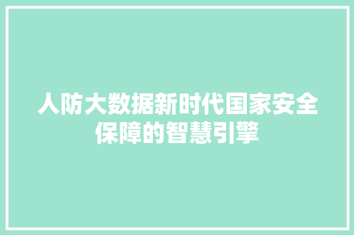 人防大数据新时代国家安全保障的智慧引擎