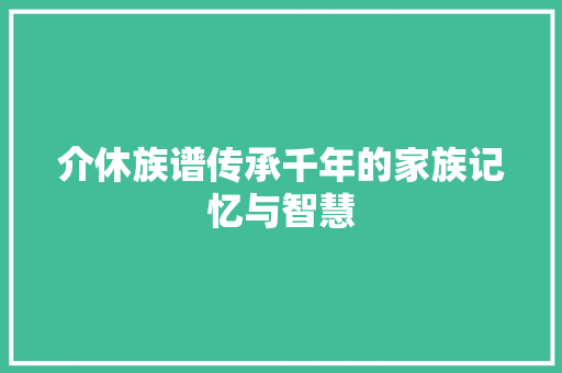 介休族谱传承千年的家族记忆与智慧 WordPress教程