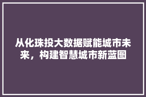 从化珠投大数据赋能城市未来，构建智慧城市新蓝图