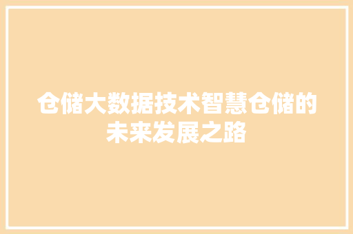仓储大数据技术智慧仓储的未来发展之路