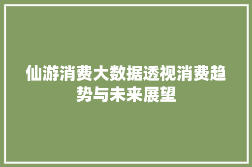 仙游消费大数据透视消费趋势与未来展望 仙游消费大数据透视消费趋势与未来展望