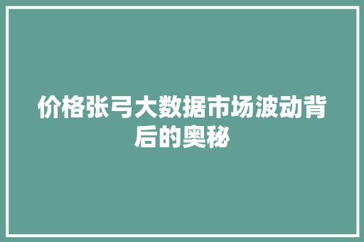 价格张弓大数据市场波动背后的奥秘