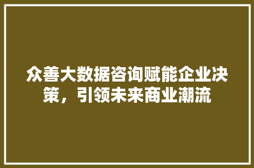 众善大数据咨询赋能企业决策，引领未来商业潮流