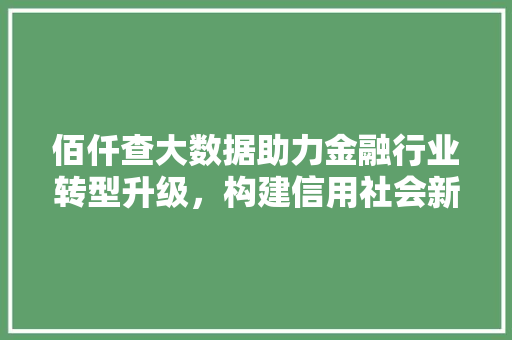 佰仟查大数据助力金融行业转型升级，构建信用社会新格局
