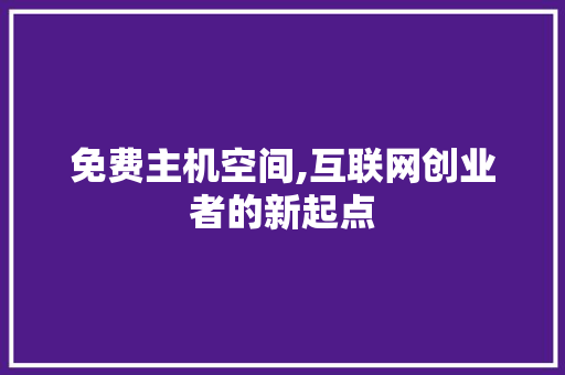 免费主机空间,互联网创业者的新起点