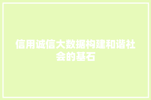信用诚信大数据构建和谐社会的基石 服务器/数据库