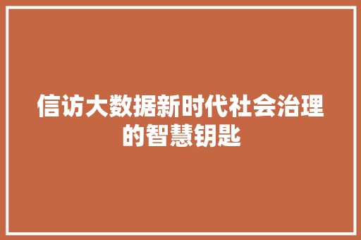 信访大数据新时代社会治理的智慧钥匙
