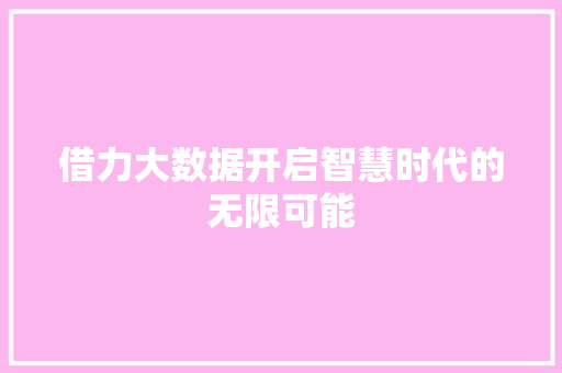 借力大数据开启智慧时代的无限可能