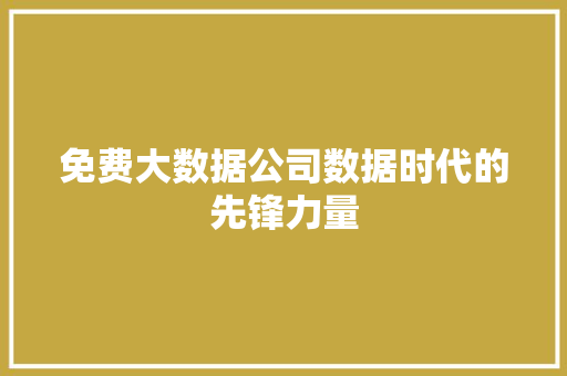 免费大数据公司数据时代的先锋力量