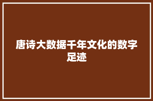 唐诗大数据千年文化的数字足迹