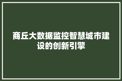 商丘大数据监控智慧城市建设的创新引擎