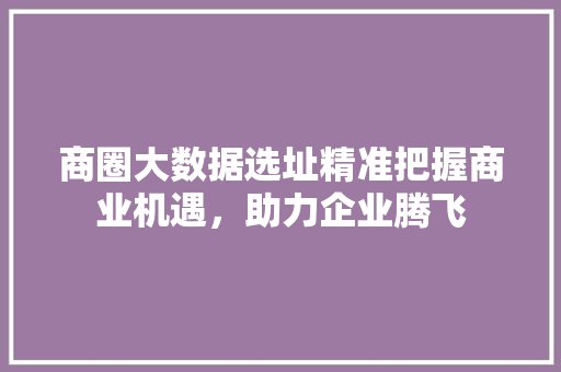 商圈大数据选址精准把握商业机遇，助力企业腾飞