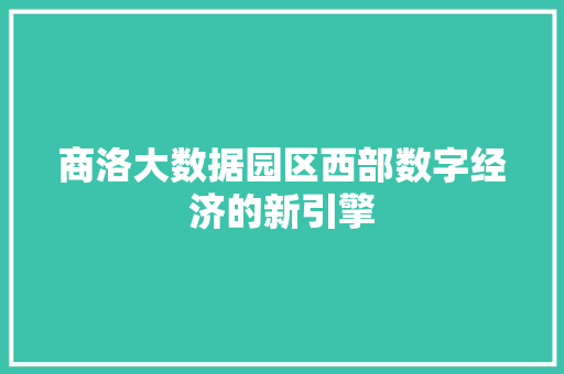 商洛大数据园区西部数字经济的新引擎