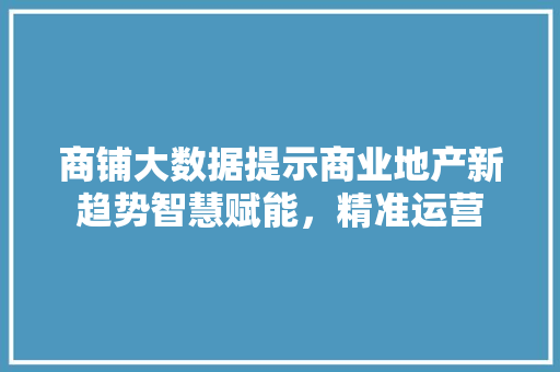 商铺大数据提示商业地产新趋势智慧赋能，精准运营 Web前端