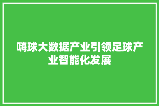 嗨球大数据产业引领足球产业智能化发展