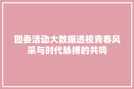 团委活动大数据透视青春风采与时代脉搏的共鸣