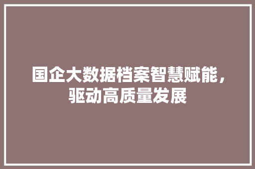 国企大数据档案智慧赋能，驱动高质量发展