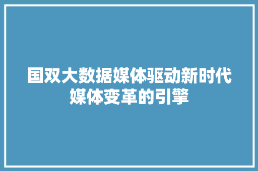 国双大数据媒体驱动新时代媒体变革的引擎