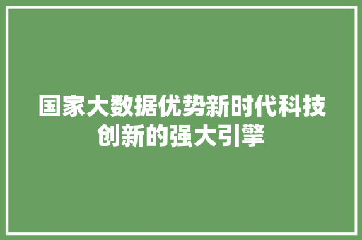 国家大数据优势新时代科技创新的强大引擎