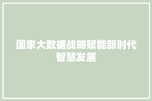 国家大数据战略赋能新时代智慧发展