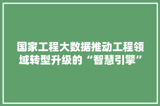 国家工程大数据推动工程领域转型升级的“智慧引擎”