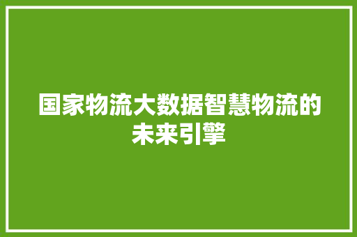 国家物流大数据智慧物流的未来引擎