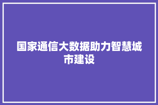 国家通信大数据助力智慧城市建设
