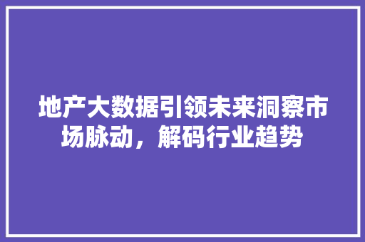 地产大数据引领未来洞察市场脉动，解码行业趋势 WordPress教程