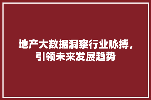 地产大数据洞察行业脉搏，引领未来发展趋势