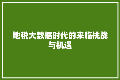 地税大数据时代的来临挑战与机遇