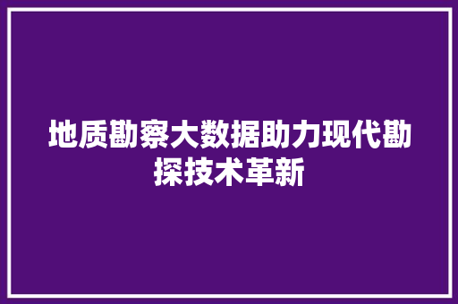 地质勘察大数据助力现代勘探技术革新