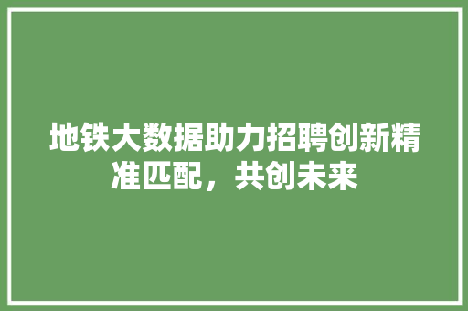 地铁大数据助力招聘创新精准匹配，共创未来