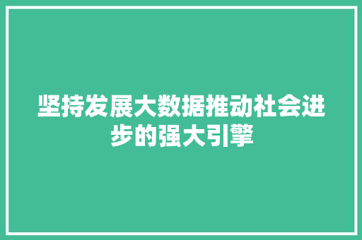 坚持发展大数据推动社会进步的强大引擎