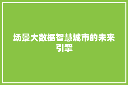 场景大数据智慧城市的未来引擎 友链在线