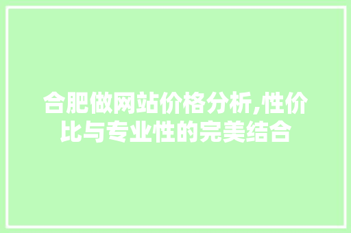 合肥做网站价格分析,性价比与专业性的完美结合