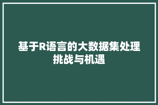 基于R语言的大数据集处理挑战与机遇