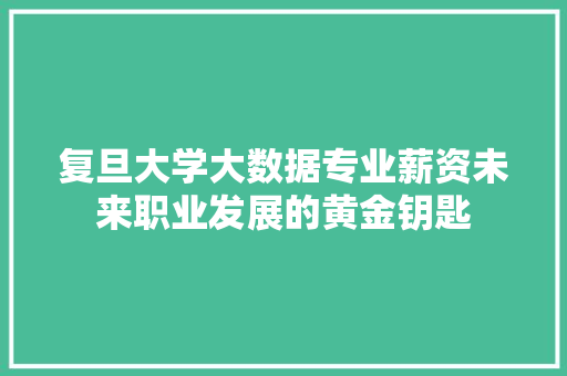 复旦大学大数据专业薪资未来职业发展的黄金钥匙 SEO教程