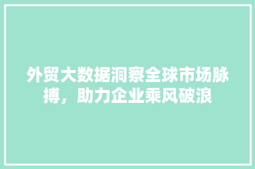 外贸大数据洞察全球市场脉搏，助力企业乘风破浪