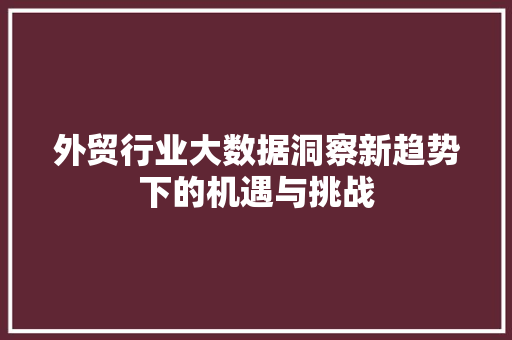 外贸行业大数据洞察新趋势下的机遇与挑战